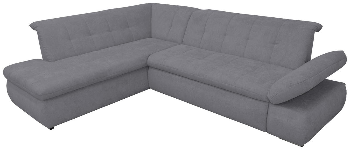 ECKSOFA Dunkelgrau Mikrofaser  - Chromfarben/Dunkelgrau, KONVENTIONELL, Textil/Metall (216/273cm) - MID.YOU