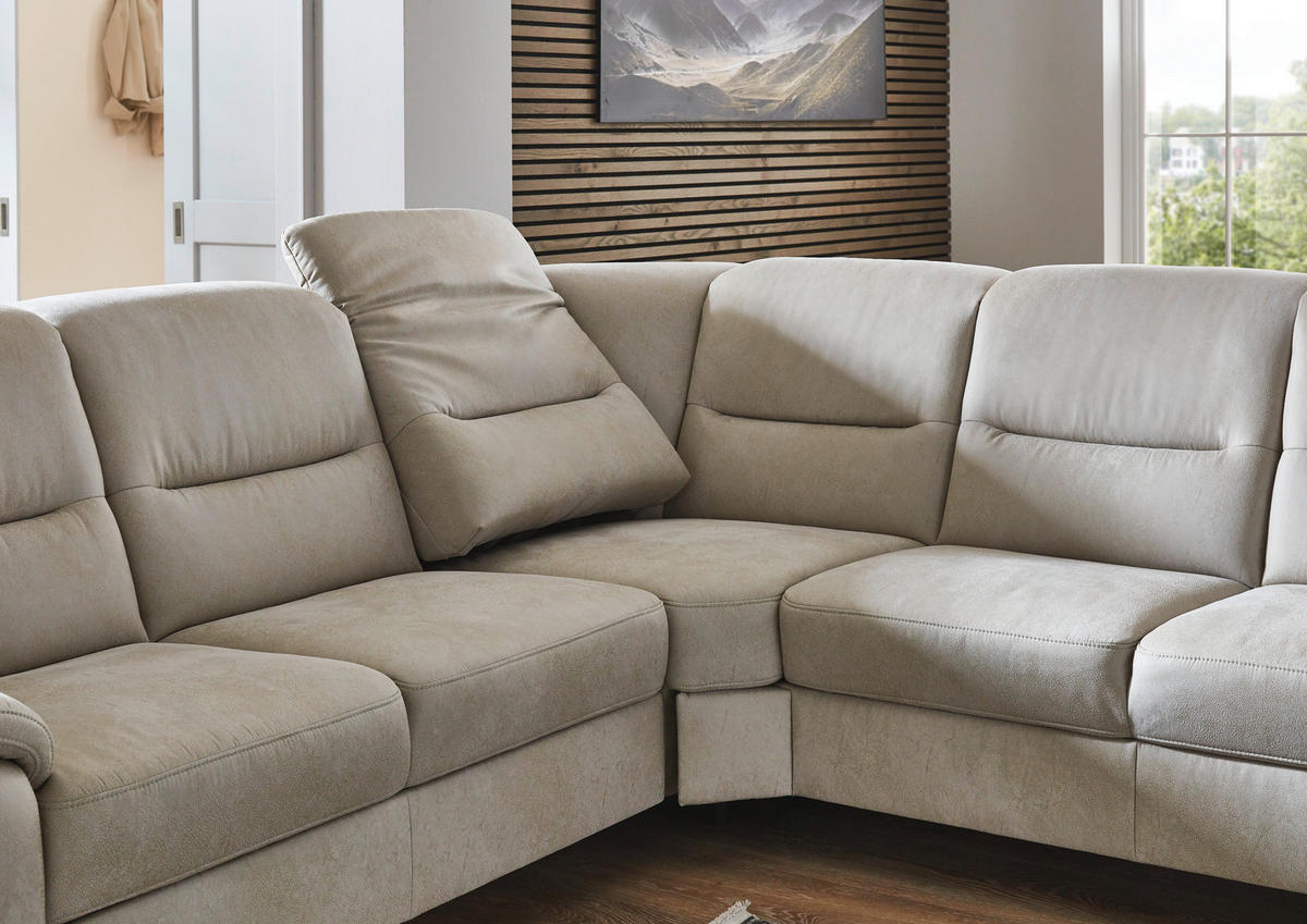 ECKSOFA Mikrofaser Hellgrau  - Eiche Bianco/Hellgrau, Konventionell, Holz/Textil (245/303cm) - Beldomo Comfort