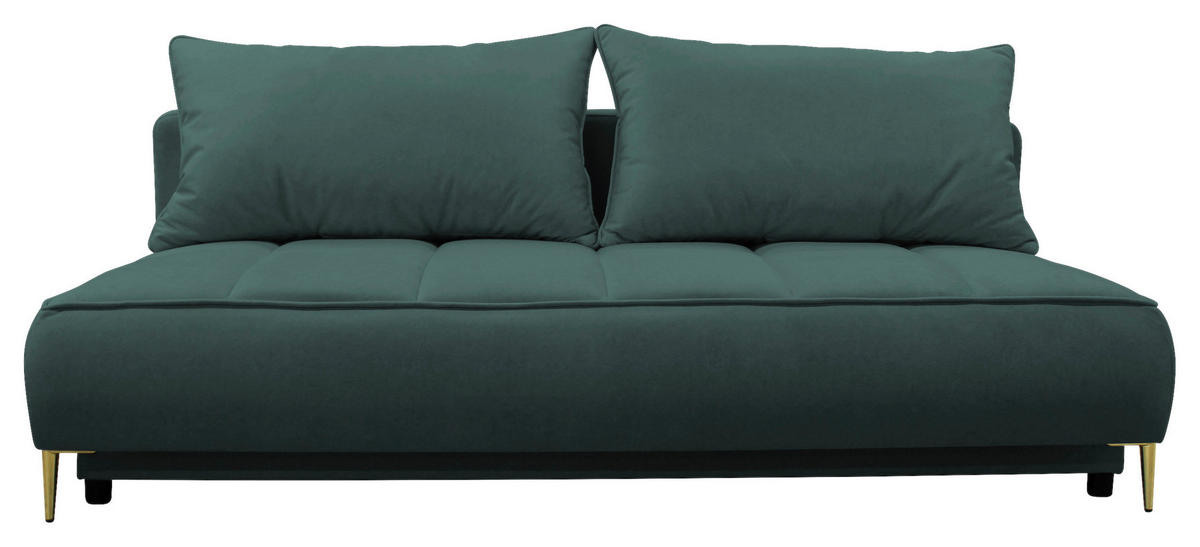 SCHLAFSOFA in Velours Blau  - Blau/Goldfarben, Design, Textil/Metall (200/90/97cm) - MID.YOU