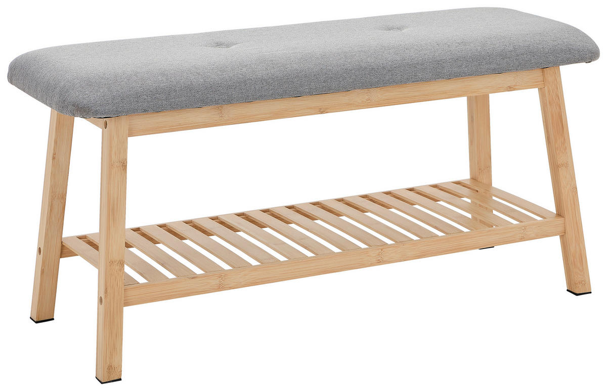 SCHUHBANK Grau, Naturfarben  - Naturfarben/Grau, Basics, Naturmaterialien/Textil (90/44.5/34.5cm) - Carryhome