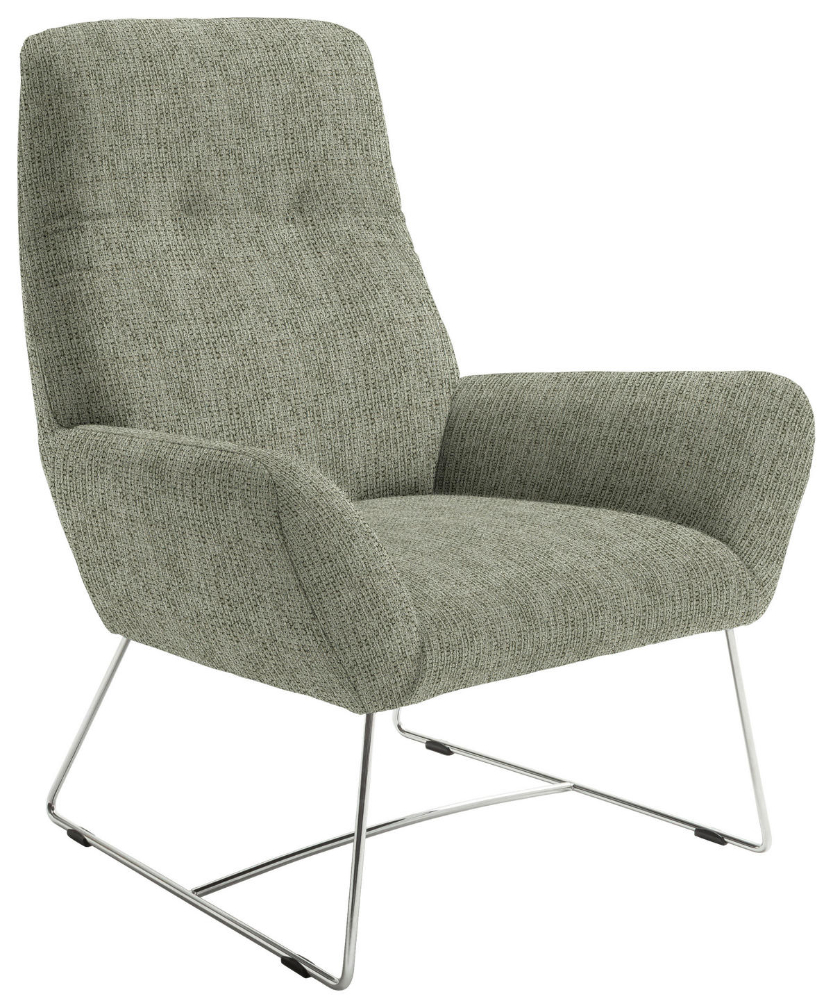 SESSEL Flachgewebe Olivgrün    - Chromfarben/Olivgrün, Design, Textil/Metall (82/102/81cm) - Pure Home Lifestyle