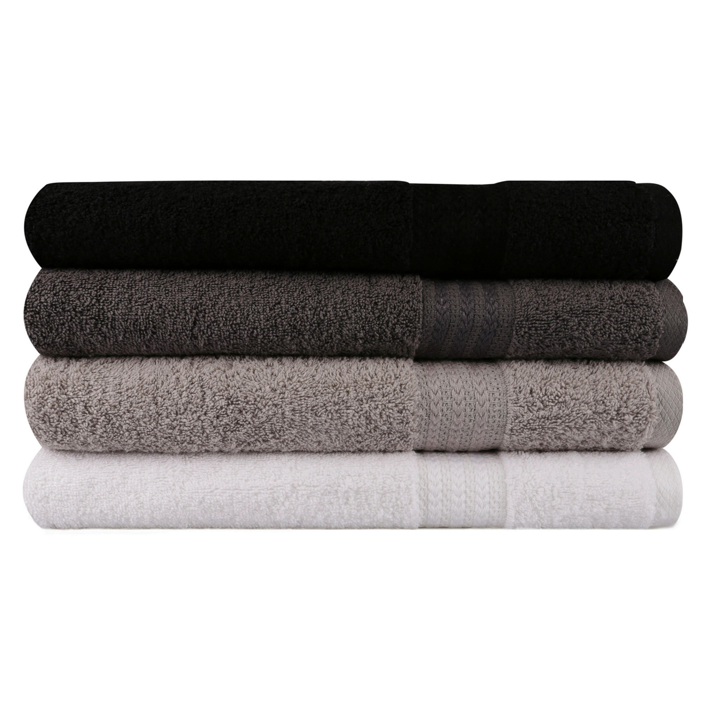 DUSCHTUCHSET Grau, Schwarz, Weiß, Dunkelgrau 4-teilig  - Dunkelgrau/Schwarz, Basics, Textil (70/140cm)