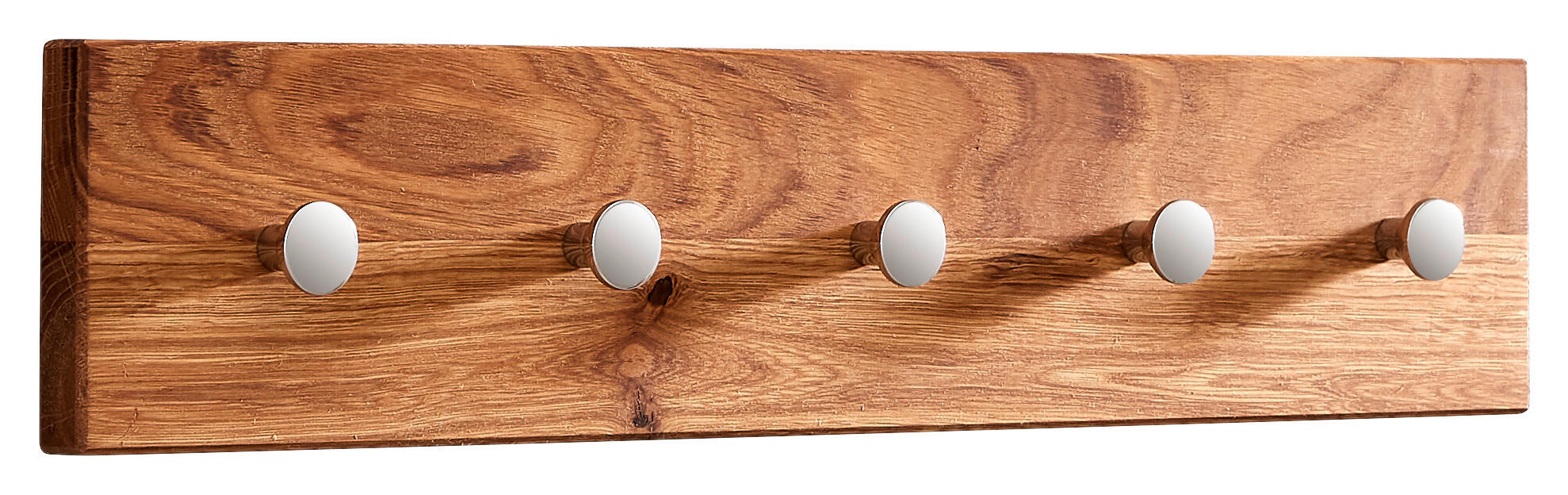 GARDEROBENLEISTE  in Wildeiche massiv Eichefarben  - Eichefarben, Natur, Holz/Metall (50/10/3,5cm) - Linea Natura