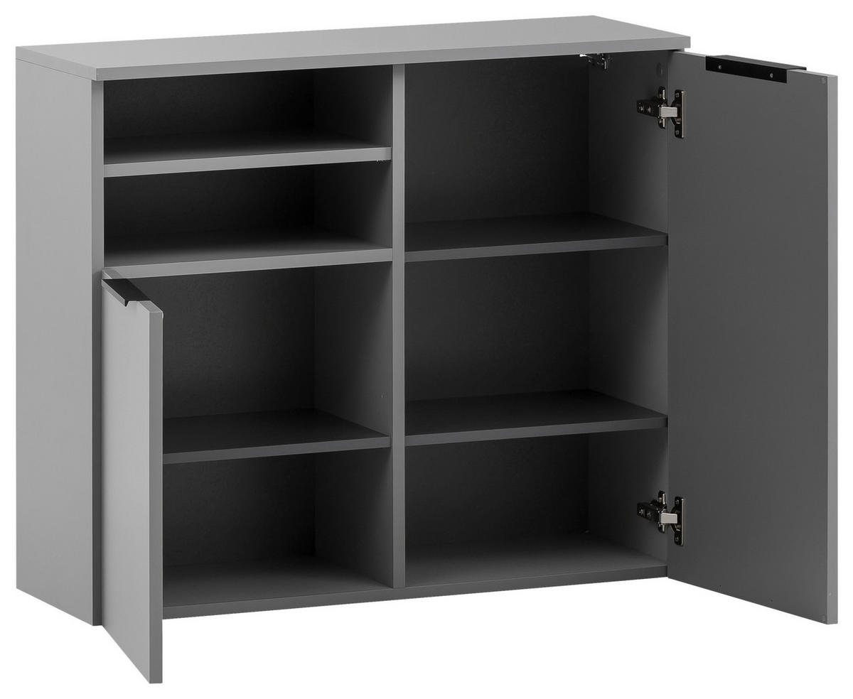 HÄNGESCHRANK 80,4/70/32 cm  - Platinfarben/Schwarz, MODERN, Holzwerkstoff/Metall (80,4/70/32cm) - MID.YOU