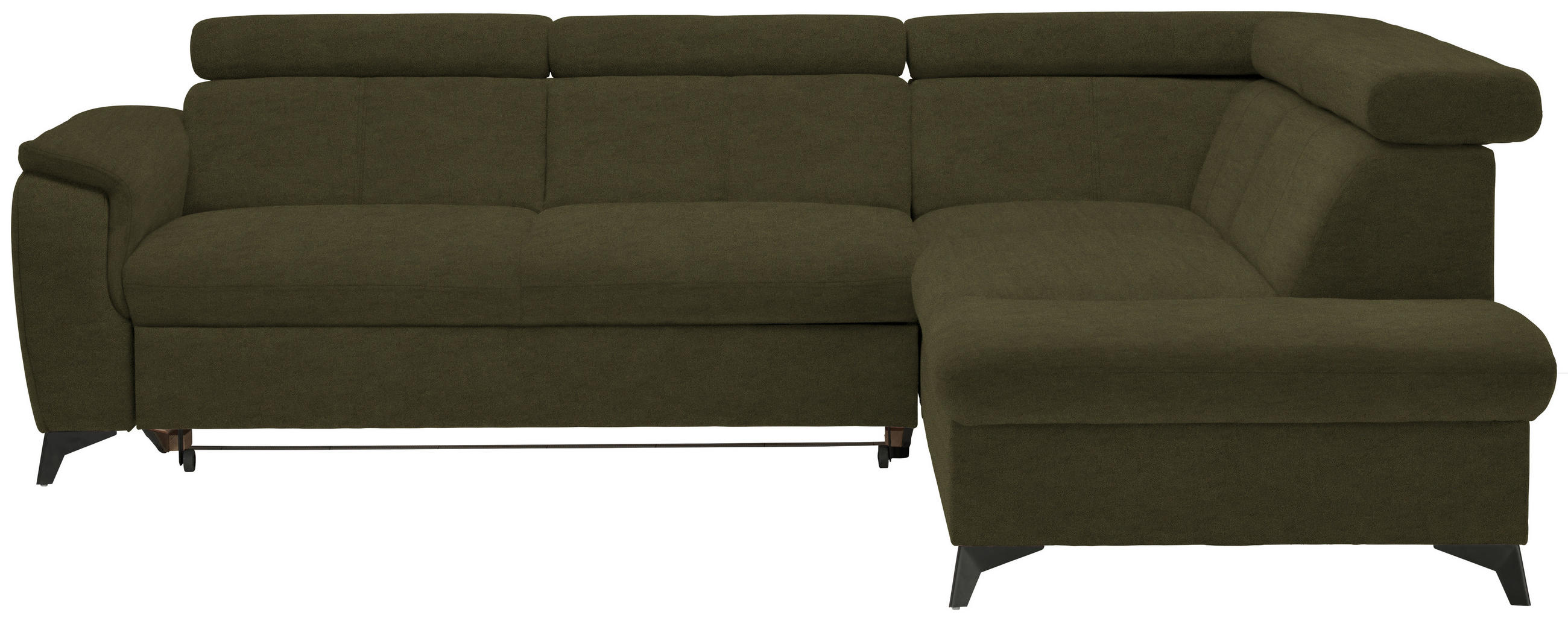 ECKSOFA in Mikrofaser Olivgrün  - Schwarz/Olivgrün, Design, Textil/Metall (260/203cm) - Stylife