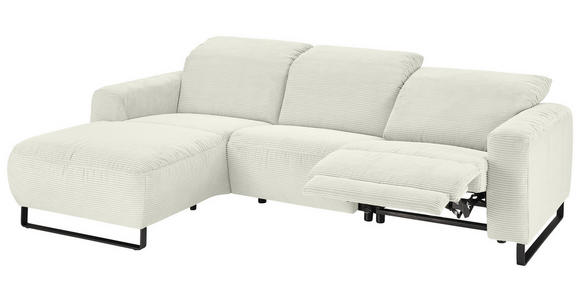 ECKSOFA  in Cord Weiß  180/266 cm  - Schwarz/Weiß, KONVENTIONELL, Textil/Metall (180/266cm) - Hom`in