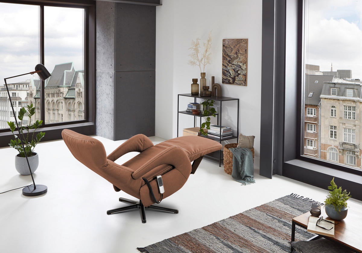 FERNSEHSESSEL in Mikrofaser Cognac  - Cognac/Beige, Modern, Textil/Metall (67/108/80cm) - Livetastic