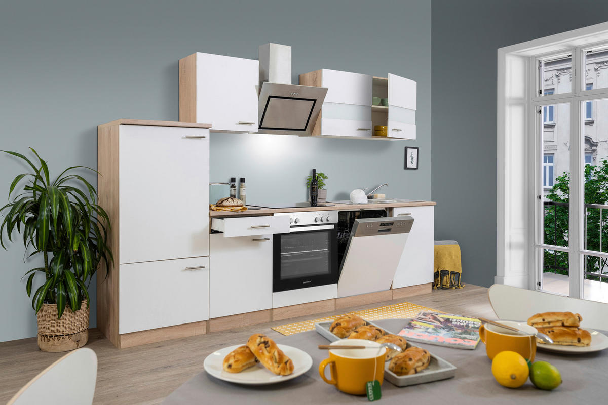 MODULKÖK 280 cm   i vit  - vit/aluminiumfärg, Basics, metall/trämaterial (280cm) - Respekta