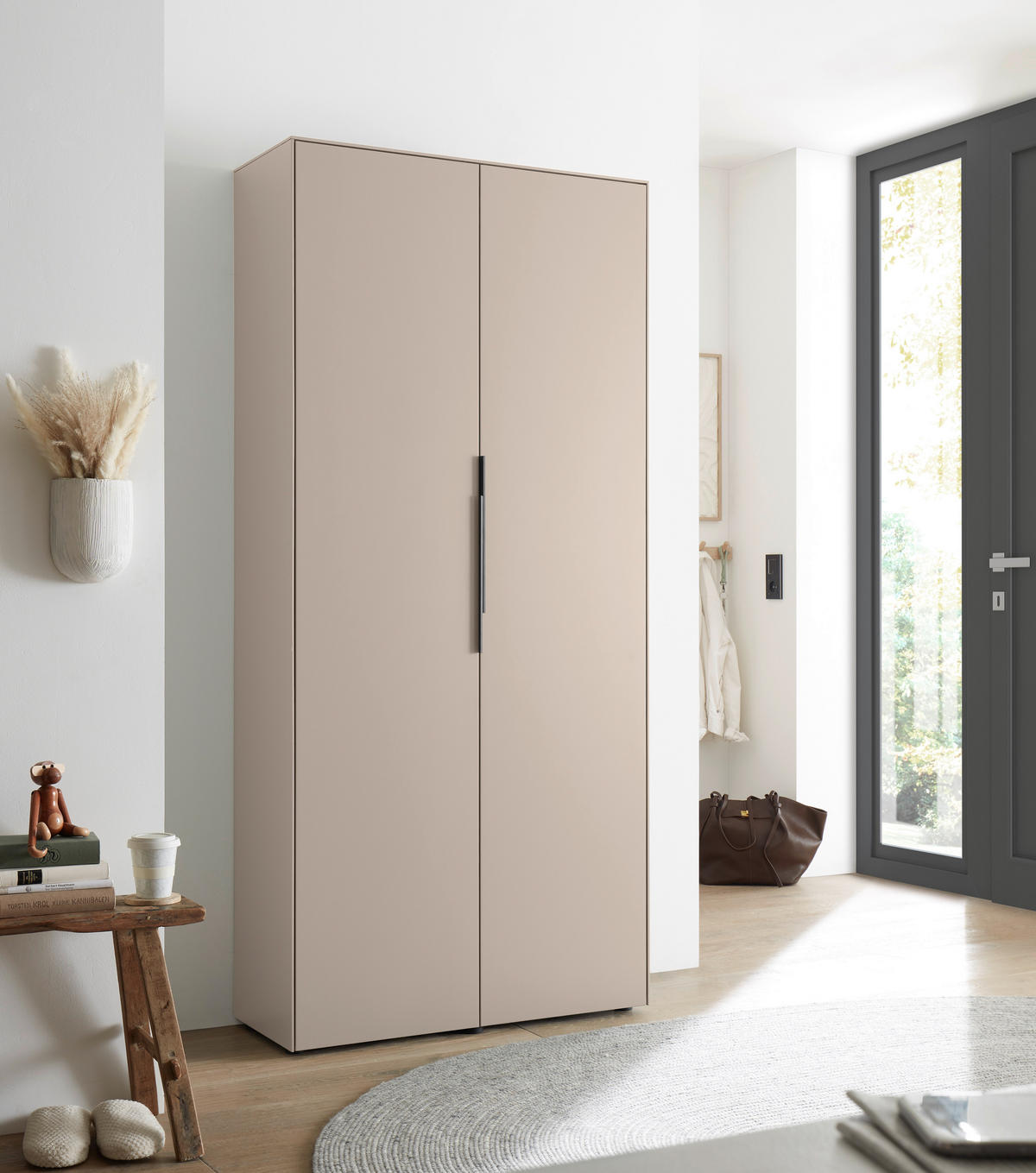 SCHUHSCHRANK  in 90/195/38 cm  - Kaschmir/Schwarz, Design, Holzwerkstoff/Kunststoff (90/195/38cm) - Voleo