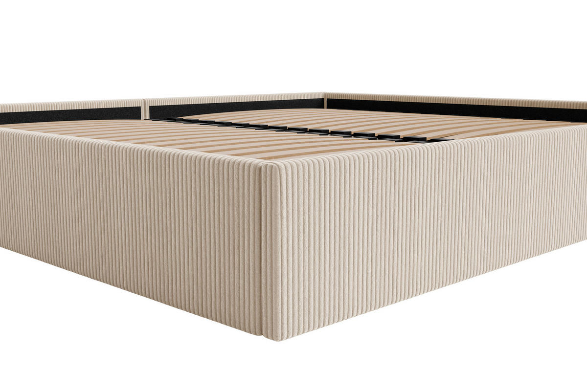 POLSTERBETT 240/200 cm,  in Creme, Lattenrost, Bettkasten,  - Creme/Schwarz, Design, Holz/Textil (240/200cm) - Boxxx