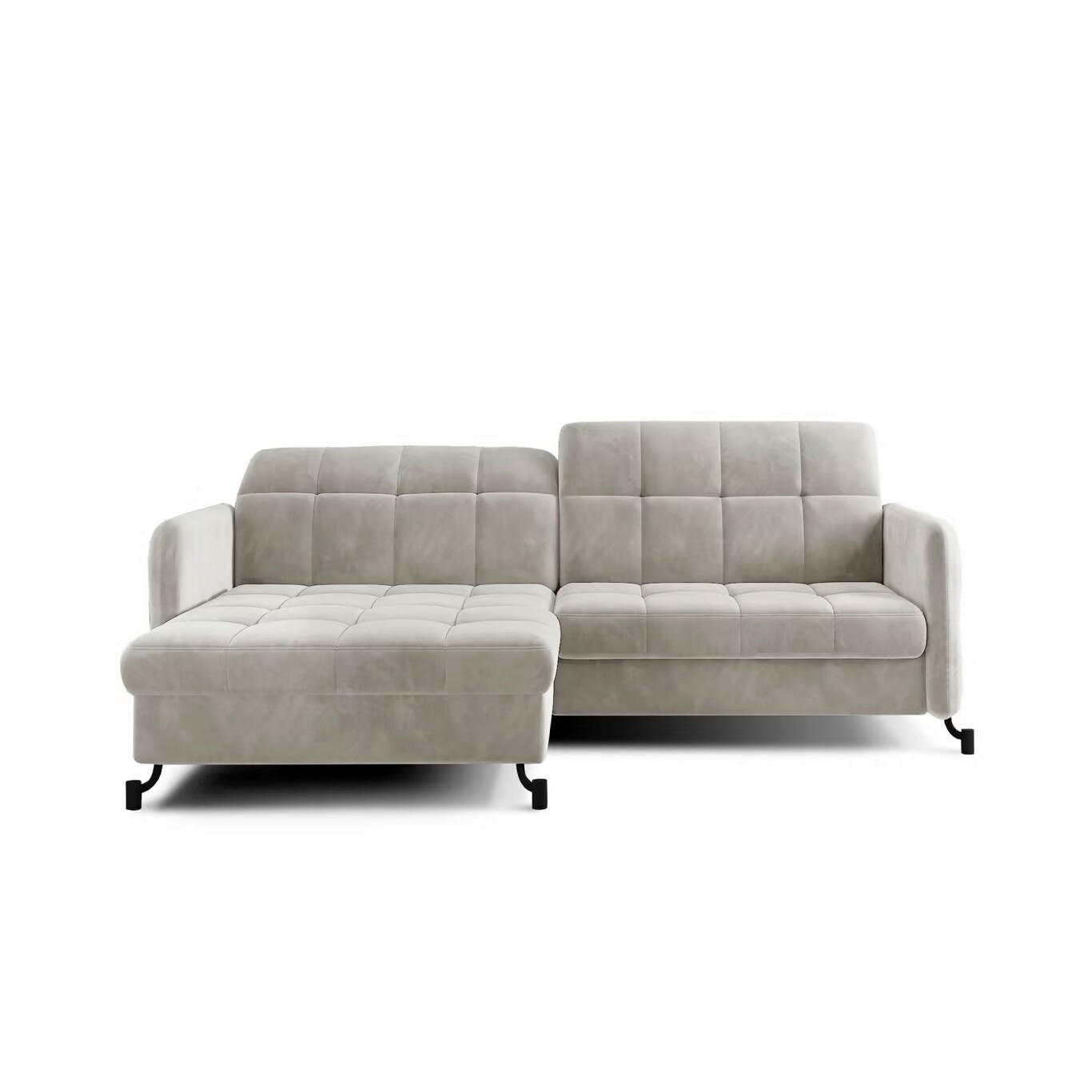 ECKSOFA Beige Plüsch  - Beige/Schwarz, Design, Textil/Metall (160/225cm) - MID.YOU
