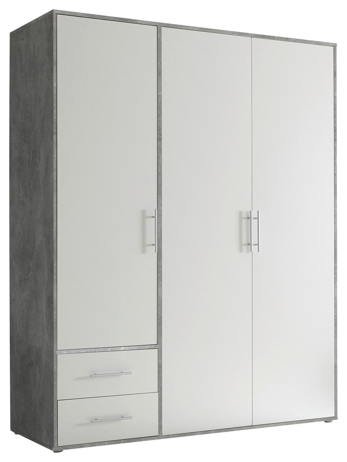 DREHTÜRENSCHRANK in Weiss, Hellgrau  - Weiss/Hellgrau, Konventionell, Holzwerkstoff/Kunststoff (155/195/60cm) - Carryhome