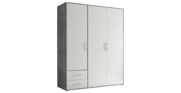 DREHTÜRENSCHRANK  in Weiß, Hellgrau  - Hellgrau/Alufarben, KONVENTIONELL, Holzwerkstoff/Kunststoff (155/195/60cm) - Carryhome