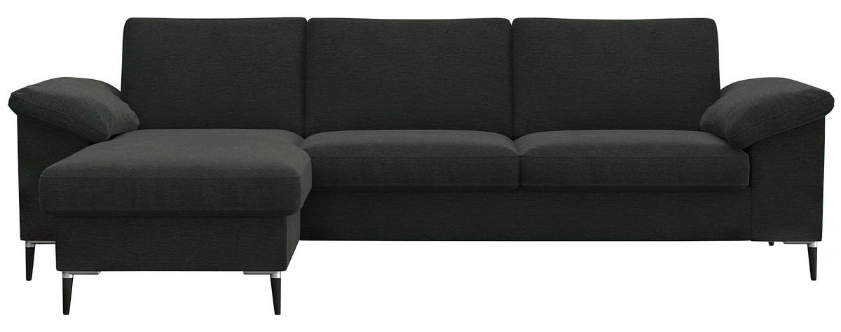 ECKSOFA Waldgrün Flachgewebe  - Waldgrün/Alufarben, Design, Textil/Metall (159/242cm) - Livetastic