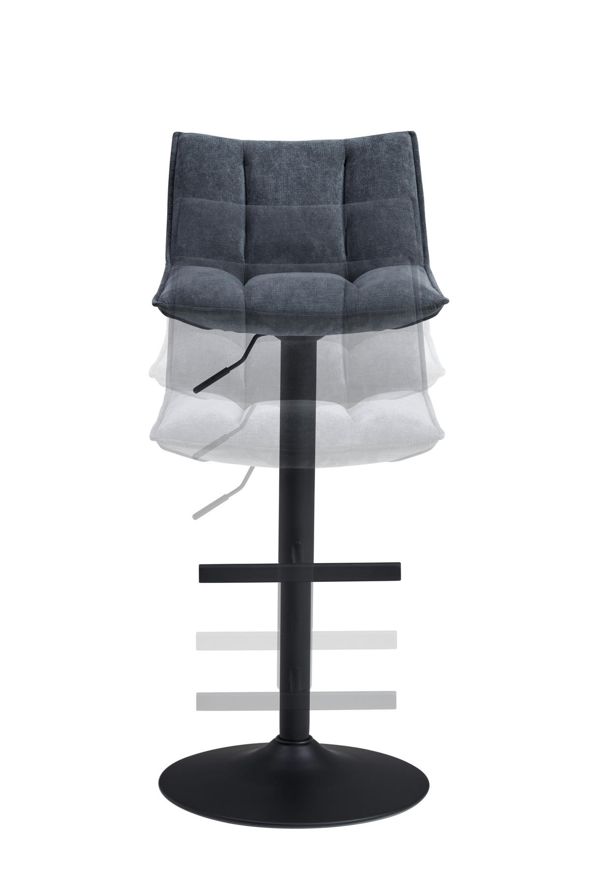 BARHOCKER Metall, Textil Grau, Schwarz  - Schwarz/Grau, Modern, Textil/Metall (46/87-108/52cm) - MID.YOU