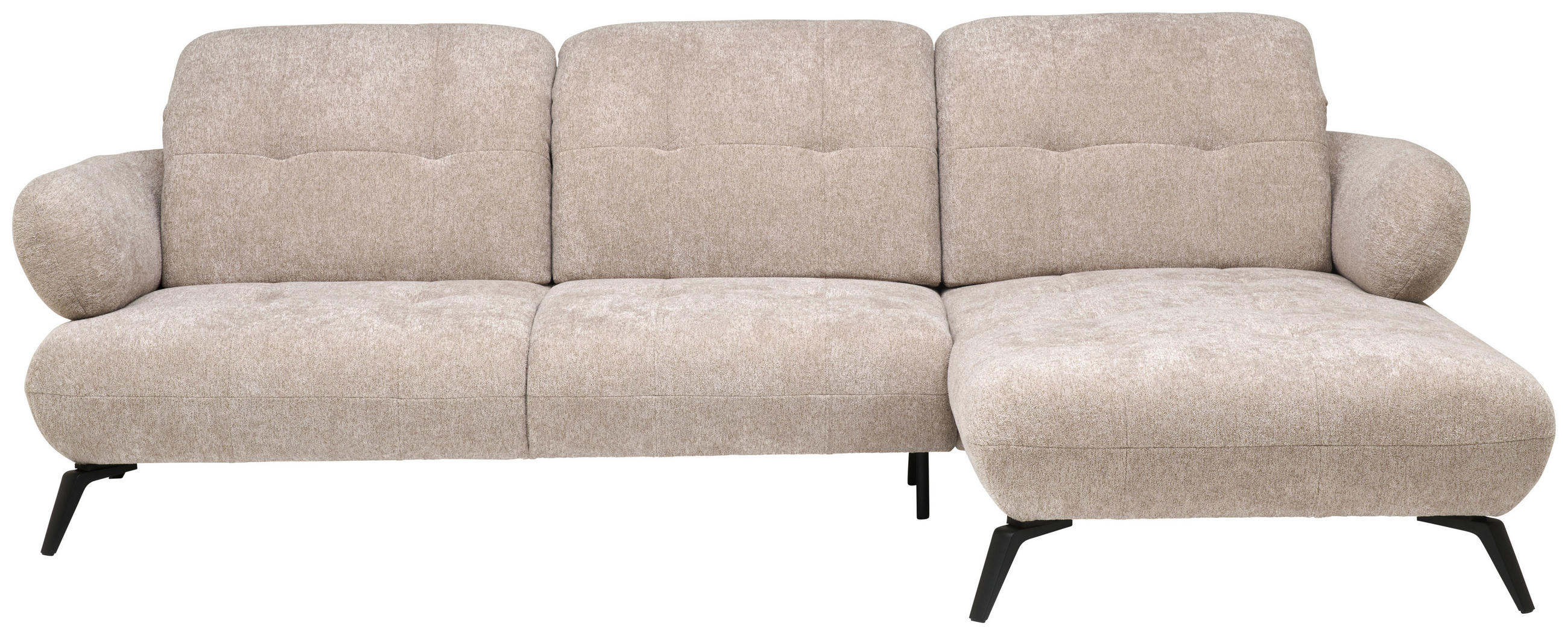 ECKSOFA inkl. Funktionen Taupe Chenille  - Taupe/Schwarz, Design, Textil/Metall (282/189cm) - Novel