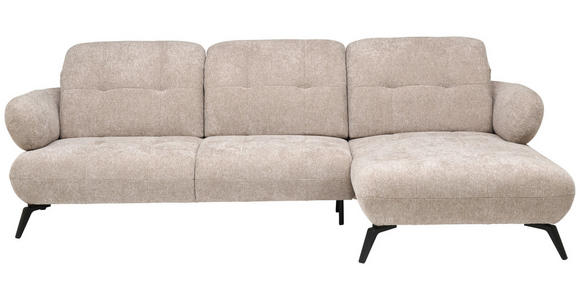 ECKSOFA inkl. Funktionen Taupe Chenille - Taupe/Schwarz, Design, Textil/Metall (282/189cm) - Novel