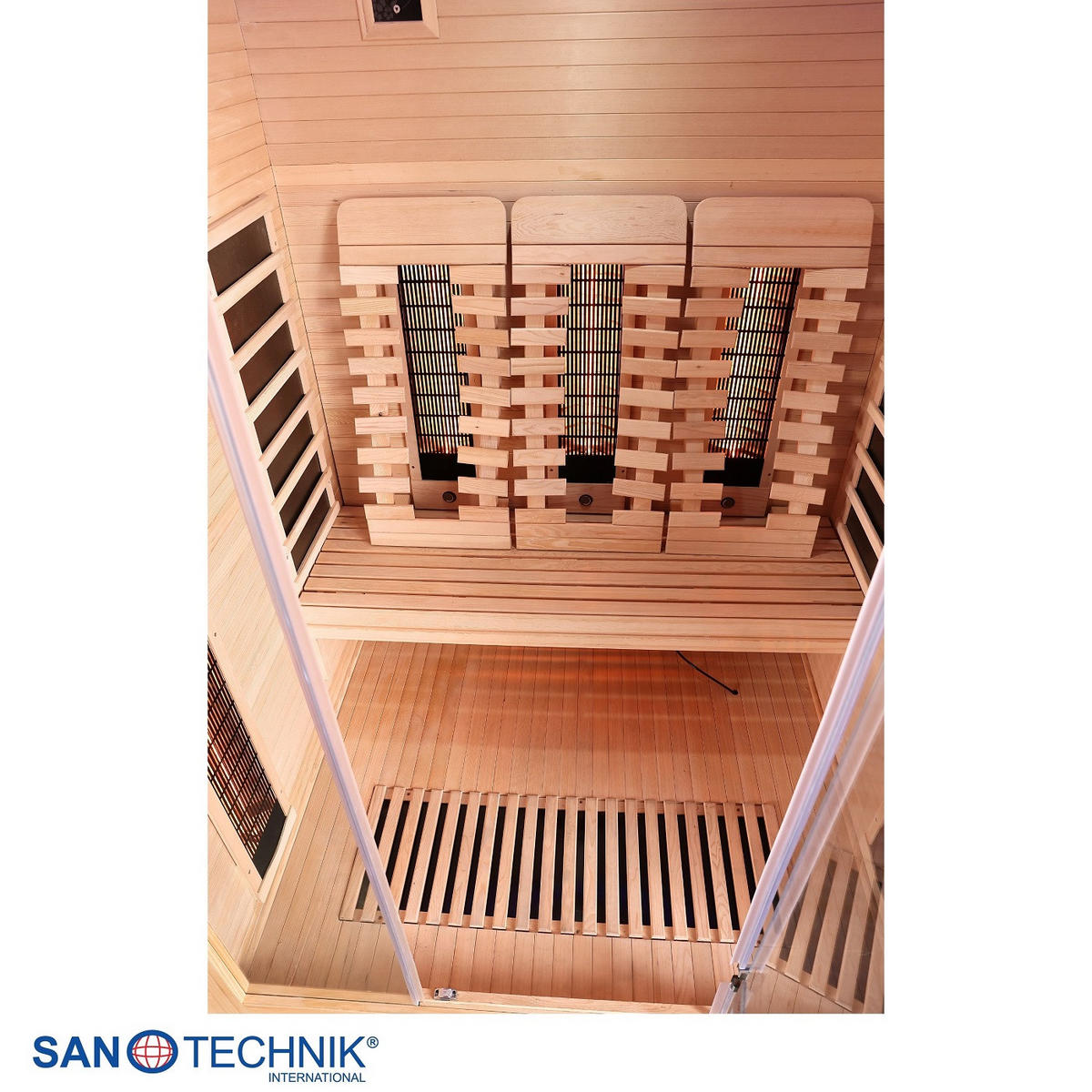 INFRAROTKABINE für 3 Personen OPEN  - Naturfarben, KONVENTIONELL, Holz (150/120/200cm) - Sanotechnik