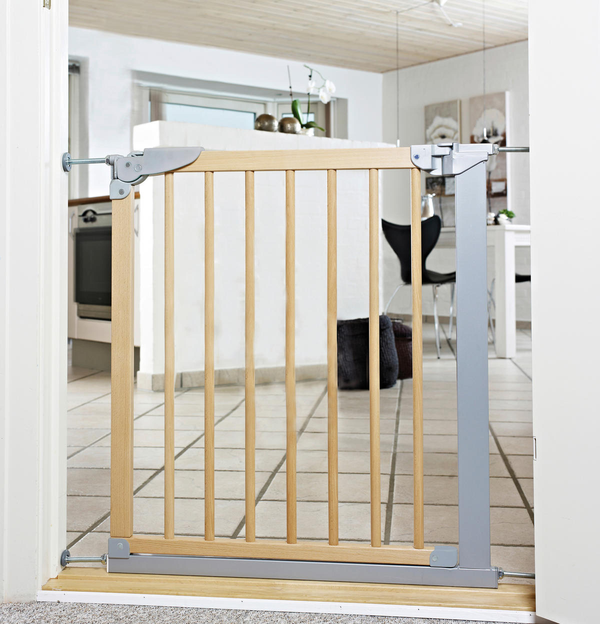 TÜRSCHUTZGITTER 82,60/71 cm  - Silberfarben/Naturfarben, Basics, Holz/Metall (82,60/71cm) - Baby Dan