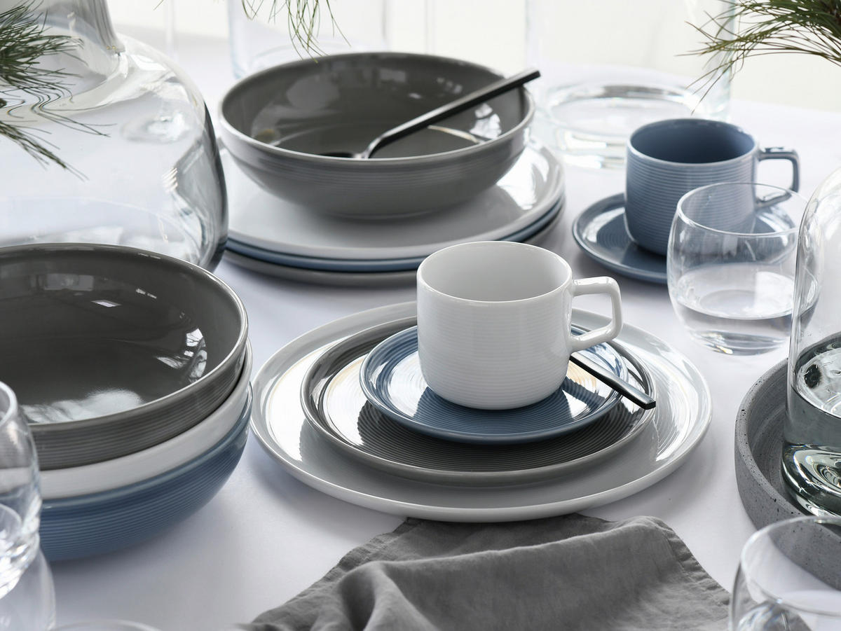 KOMBISERVICE Session Urban 30-teilig  - Graublau/Weiß, Basics, Keramik - Creatable