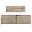 BOXSPRINGBETT 180/200 cm,  in Hellbraun, Topper, H2 + H3 = mittel + fest  - Hellbraun/Schwarz, Design, Textil/Metall (180/200cm) - Esposa
