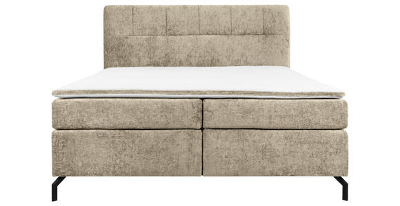 BOXSPRINGBETT 180/200 cm,  in Hellbraun, Topper, H2 + H3 = mittel + fest  - Hellbraun/Schwarz, Design, Textil/Metall (180/200cm) - Esposa