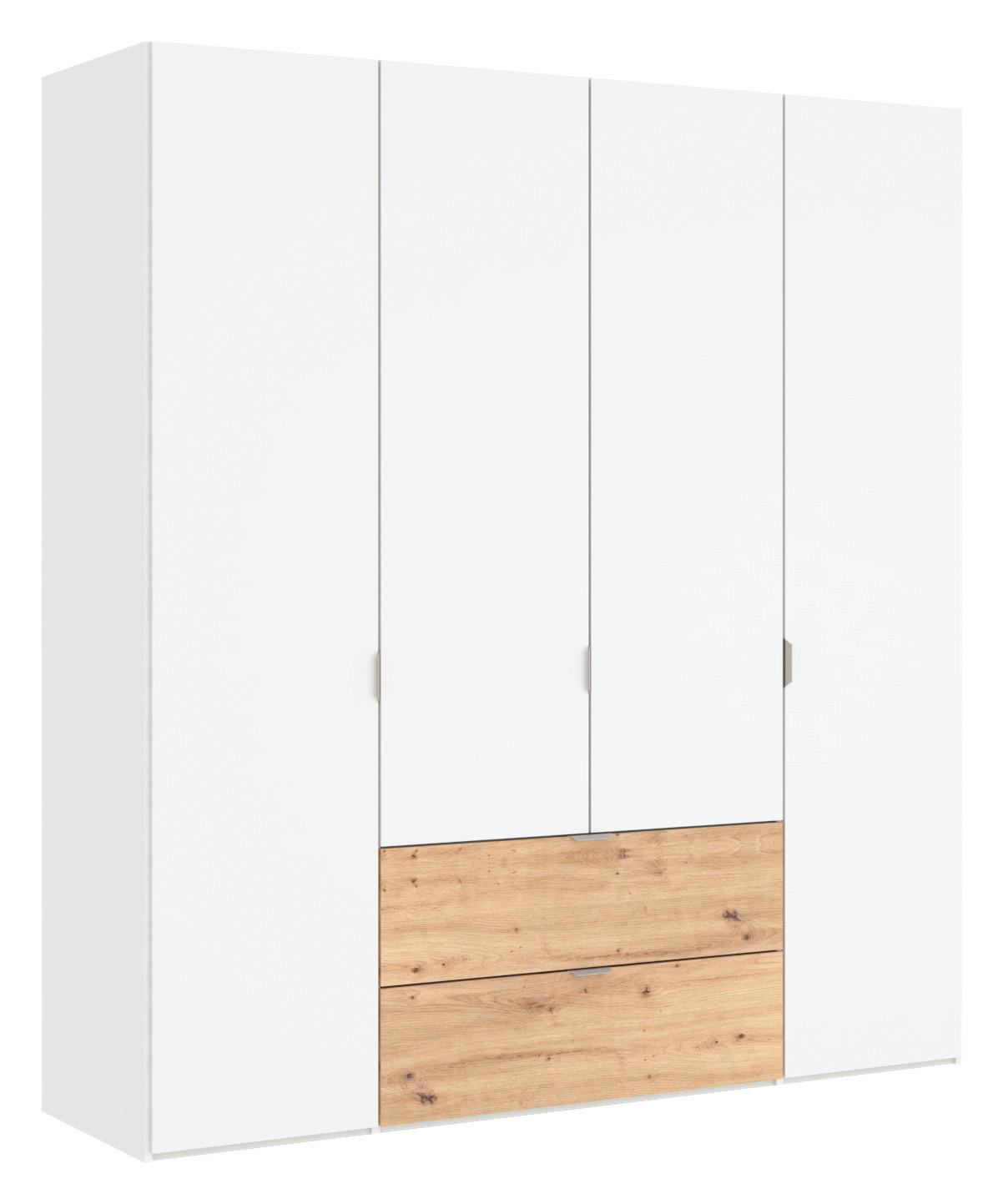 DREHTÜRENSCHRANK  in Weiß, Eiche Artisan  - Edelstahlfarben/Weiß, KONVENTIONELL, Holzwerkstoff/Metall (203/220/59cm) - Jutzler