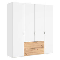 DREHTÜRENSCHRANK  in Weiß, Eiche Artisan  - Edelstahlfarben/Weiß, KONVENTIONELL, Holzwerkstoff/Metall (203/220/59cm) - Jutzler