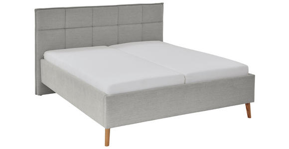 POLSTERBETT 180/200 cm,  in Hellgrau,  - Eichefarben/Hellgrau, Design, Holz/Textil (180/200cm) - Xora