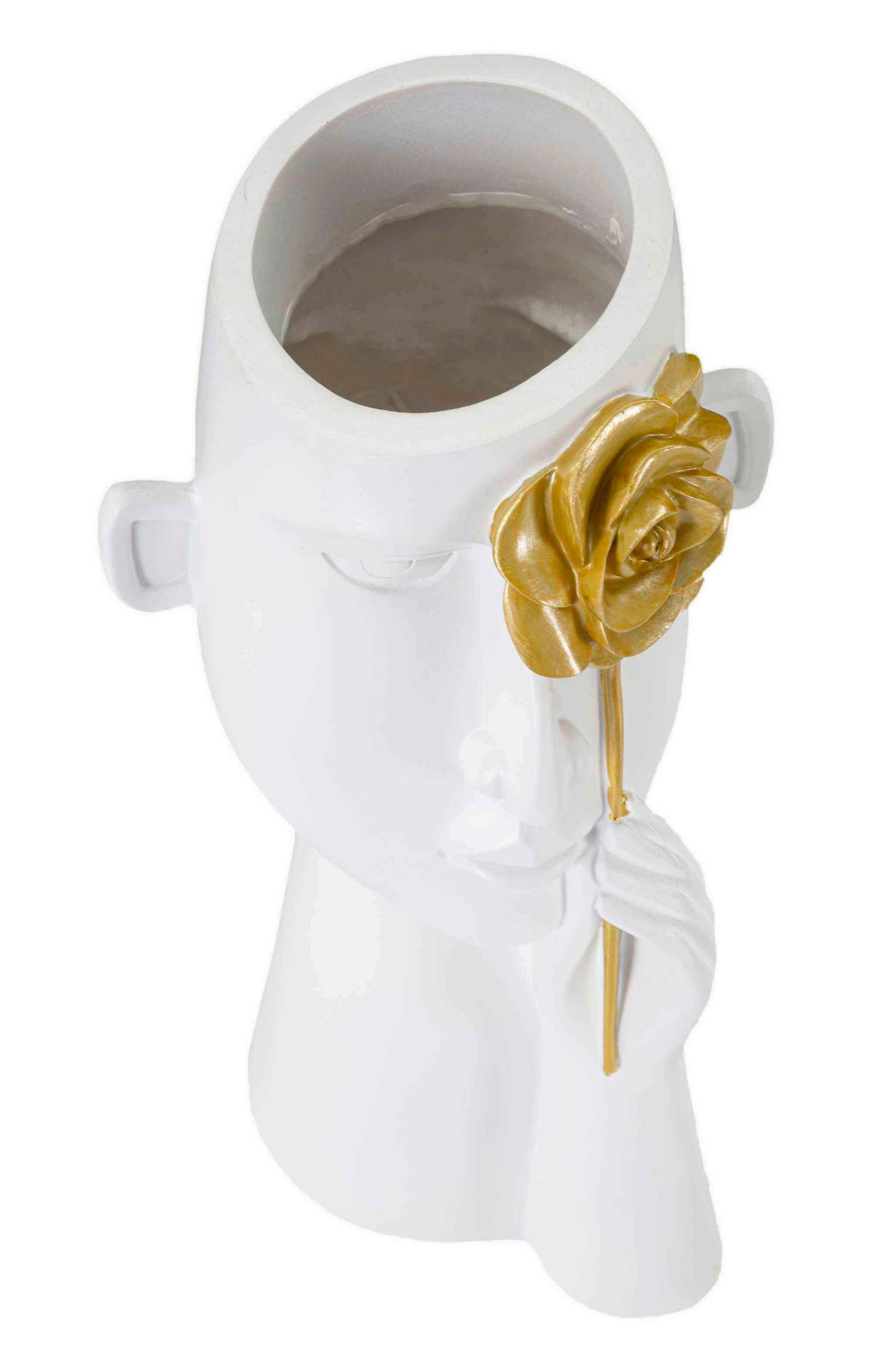 Vase Face C/Fiore  - Goldfarben/Weiß, Basics, Kunststoff (14/27  /13cm)