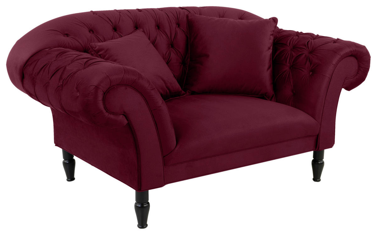 XXL-SESSEL Velours Rot    - Rot/Schwarz, Design, Holz/Textil (180/94/103cm) - MID.YOU