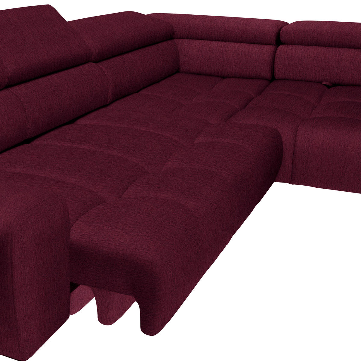 ECKSOFA in Samt, Webstoff Bordeaux  - Bordeaux/Schwarz, Design, Textil/Metall (300/216cm) - Welnova