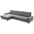 ECKSOFA  in Echtleder Hellgrau  176/334 cm  - Hellgrau/Schwarz, Design, Leder/Metall (176/334cm) - Dieter Knoll