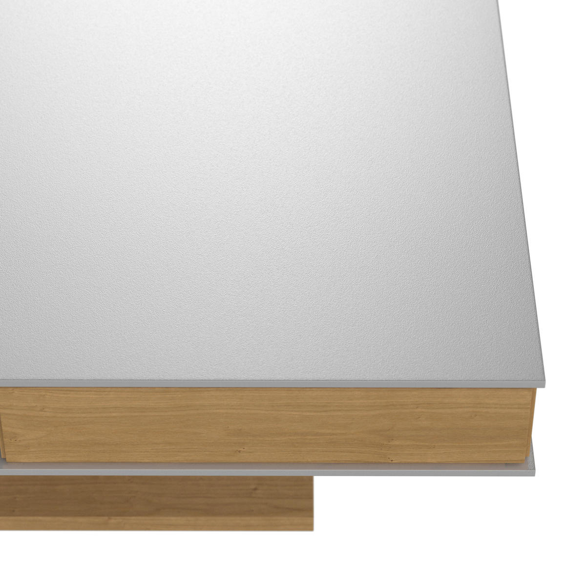 COUCHTISCH Wildeiche furniert, massiv Farbglas 90/90/43 cm quadratisch Weiß, Eichefarben  - Eichefarben/Weiß, Design, Glas/Holz (90/90/43cm) - Voglauer