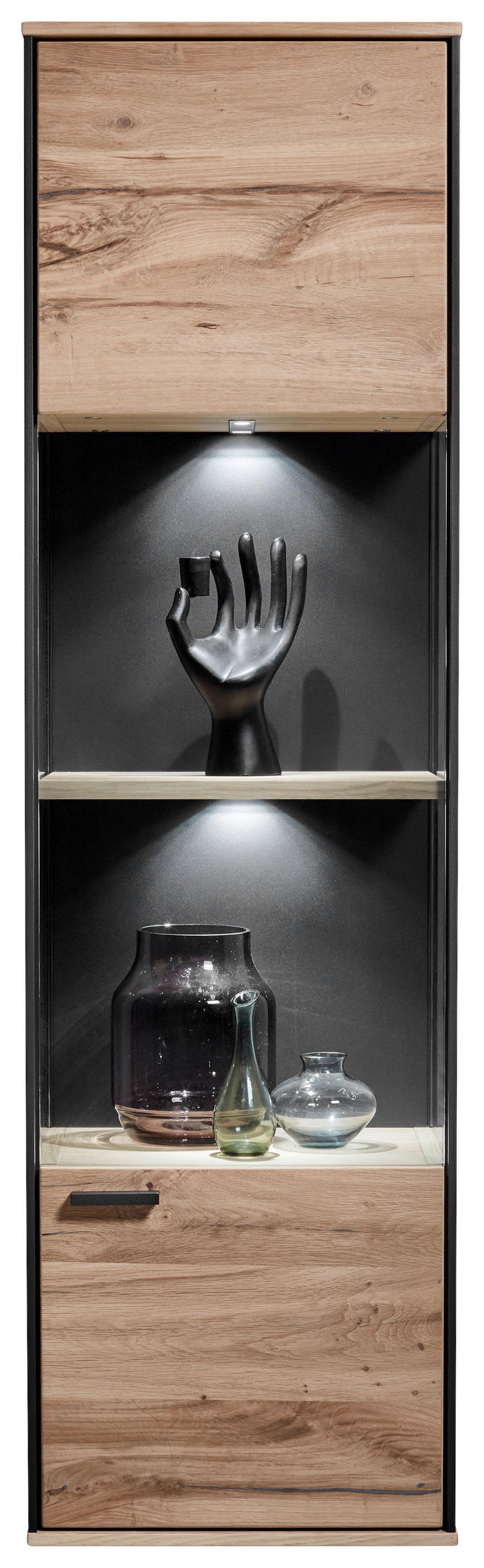 HÄNGEVITRINE in Anthrazit, Eichefarben   - Eichefarben/Anthrazit, Design, Glas/Holz (39/139/33cm) - Schöner Wohnen