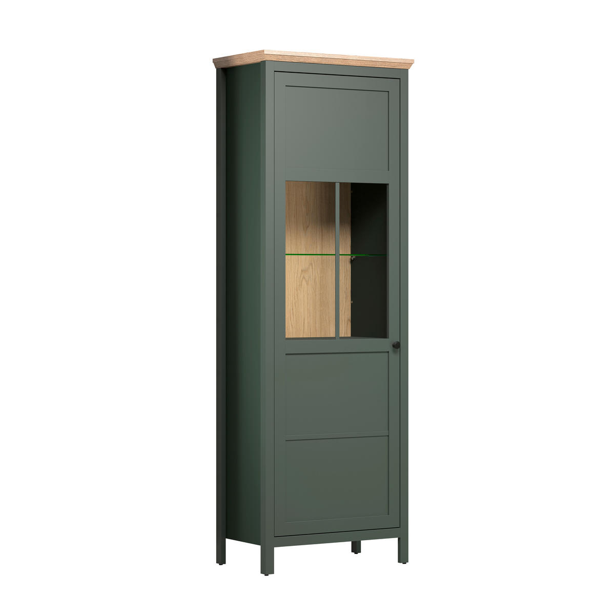 VITRINE STANTON in Waldgrün  - Waldgrün/Schwarz, Design, Glas/Holzwerkstoff (69/198/39cm) - MID.YOU