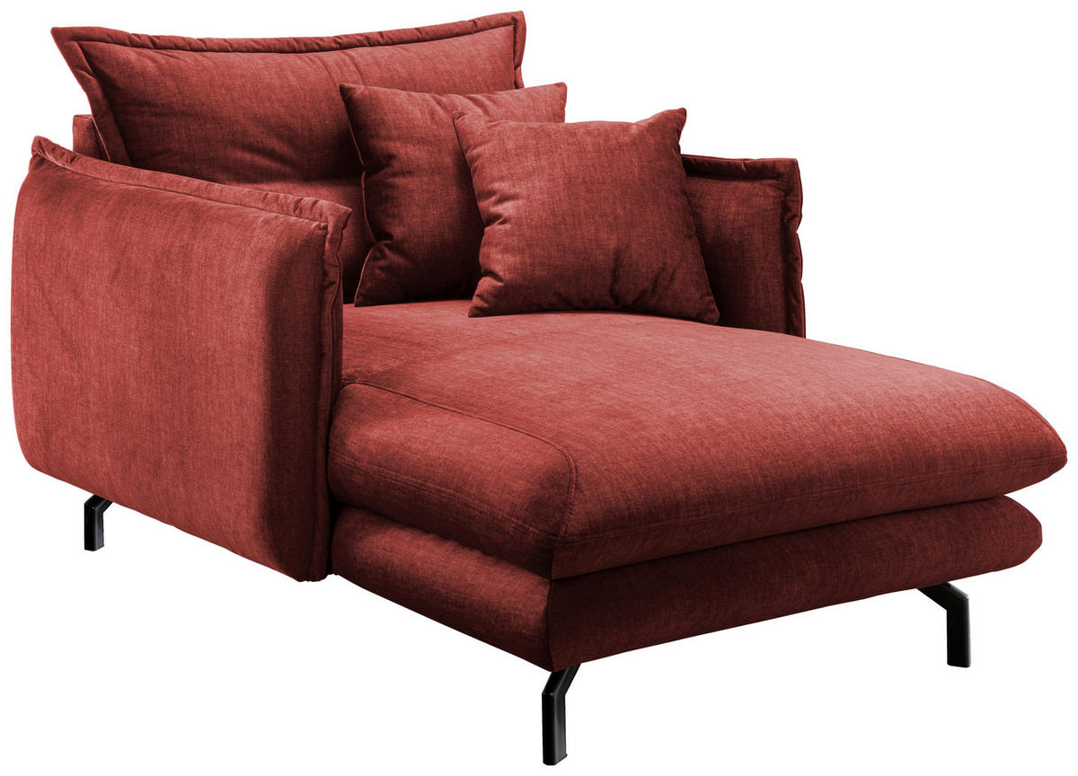 XXL-SESSEL in Velours Koralle  - Koralle/Schwarz, Modern, Textil/Metall (111/101/167cm) - Livetastic