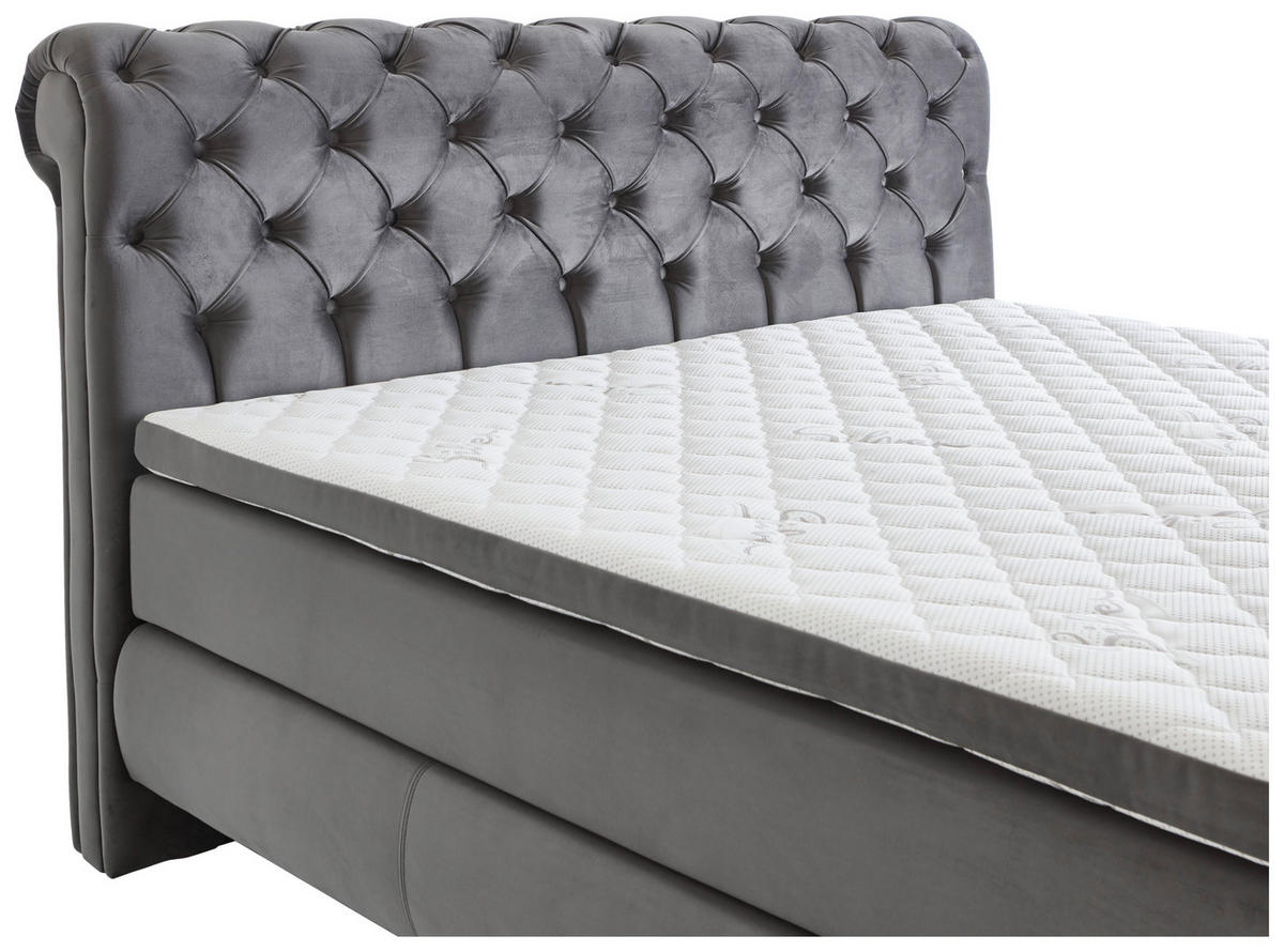 BOXSPRINGBETT 180/200 cm  in Dunkelgrau  - Dunkelgrau/Silberfarben, Modern, Kunststoff/Textil (180/200cm) - MID.YOU