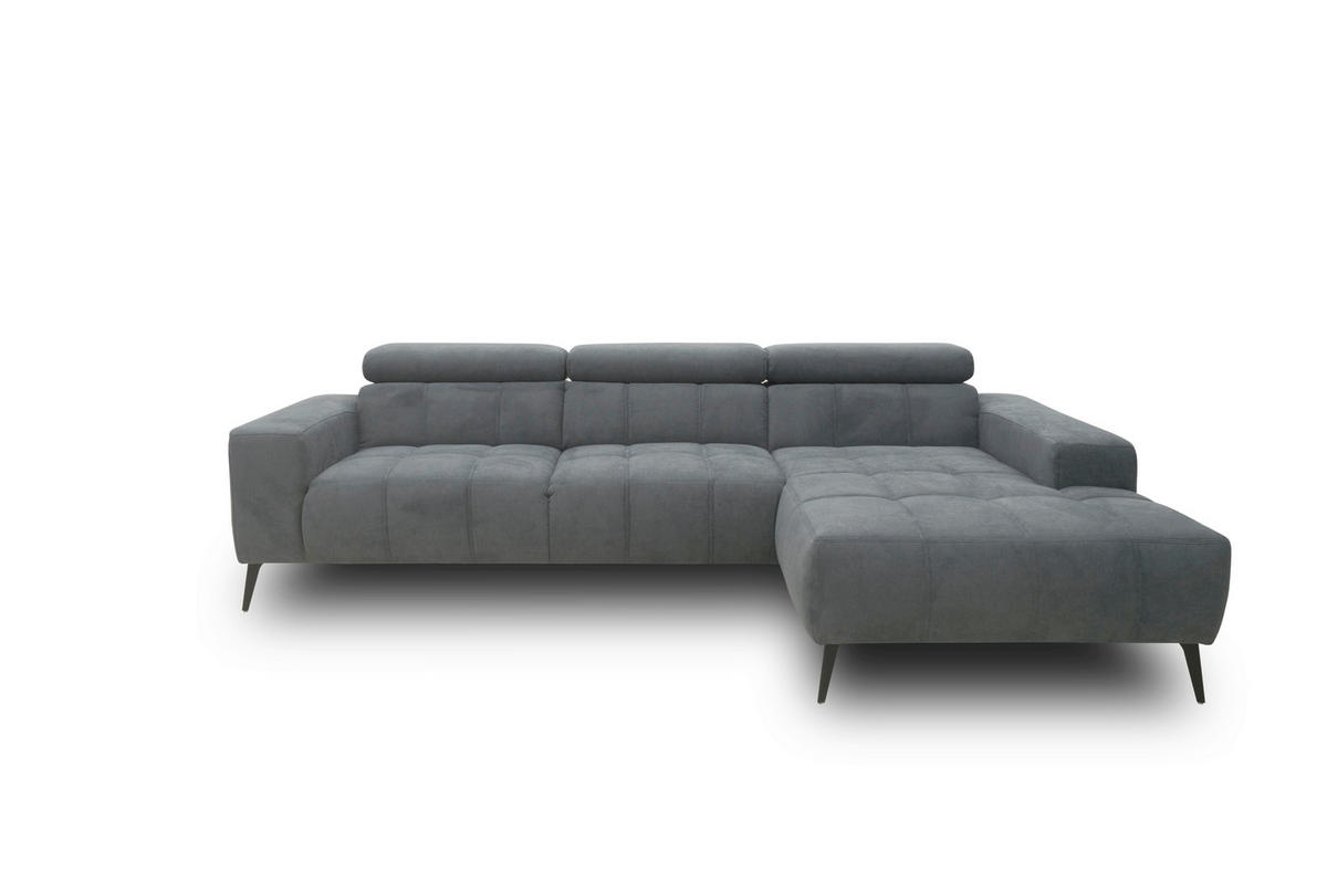 ECKSOFA TRENTO Dunkelgrau Mikrofaser  - Dunkelgrau/Schwarz, MODERN, Textil/Metall (287/175cm) - MID.YOU