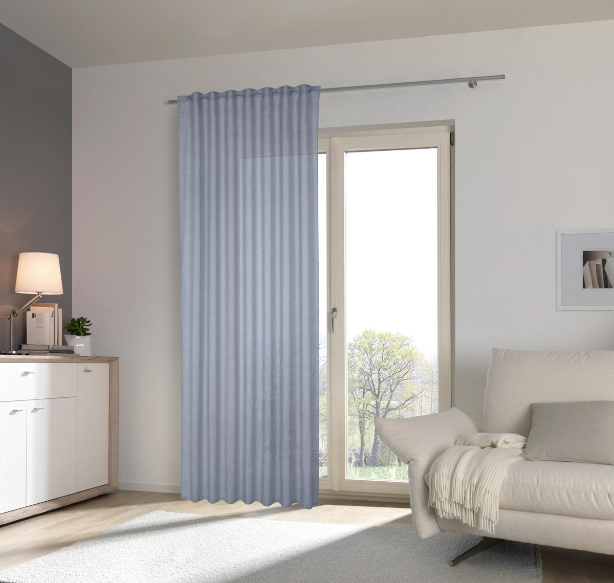 FERTIGVORHANG halbtransparent  - Blau, Basics, Textil (140/245cm) - Esposa