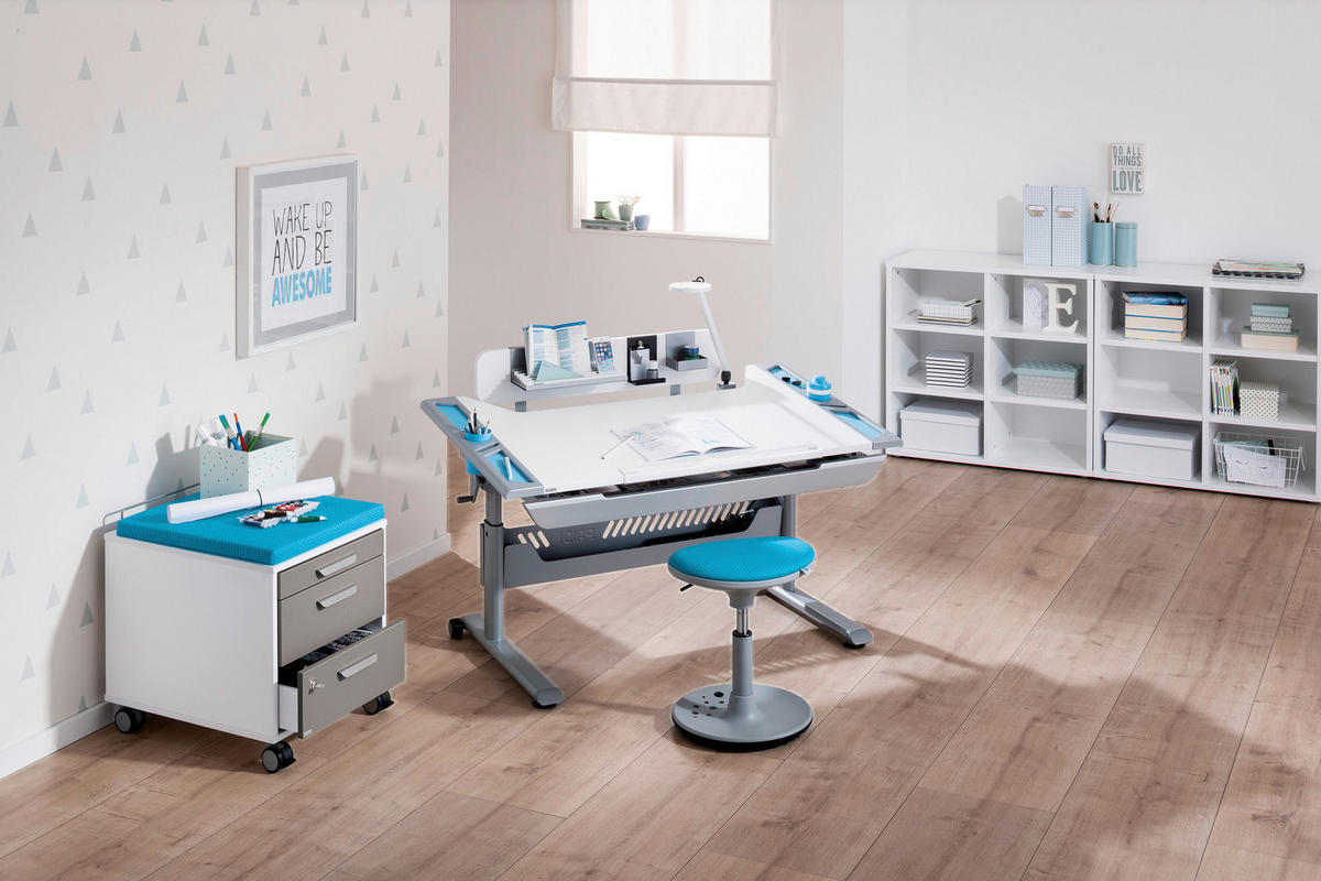 JUGENDSCHREIBTISCH 120/70/53-79 cm  in Blau, Weiss  - Blau/Weiss, Basics, Holzwerkstoff/Kunststoff (120/70/53-79cm) - Paidi
