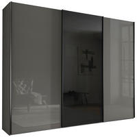 SCHWEBETÜRENSCHRANK  in Dunkelgrau, Lavagrau  - Dunkelgrau/Lavagrau, Design, Glas/Holzwerkstoff (300/236/67cm) - Novel