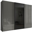 SCHWEBETÜRENSCHRANK  in Dunkelgrau, Lavagrau  - Dunkelgrau/Lavagrau, Design, Glas/Holzwerkstoff (300/236/67cm) - Novel