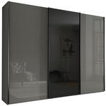 SCHWEBETÜRENSCHRANK  in Dunkelgrau, Lavagrau  - Dunkelgrau/Lavagrau, Design, Glas/Holzwerkstoff (300/217/67cm) - Novel