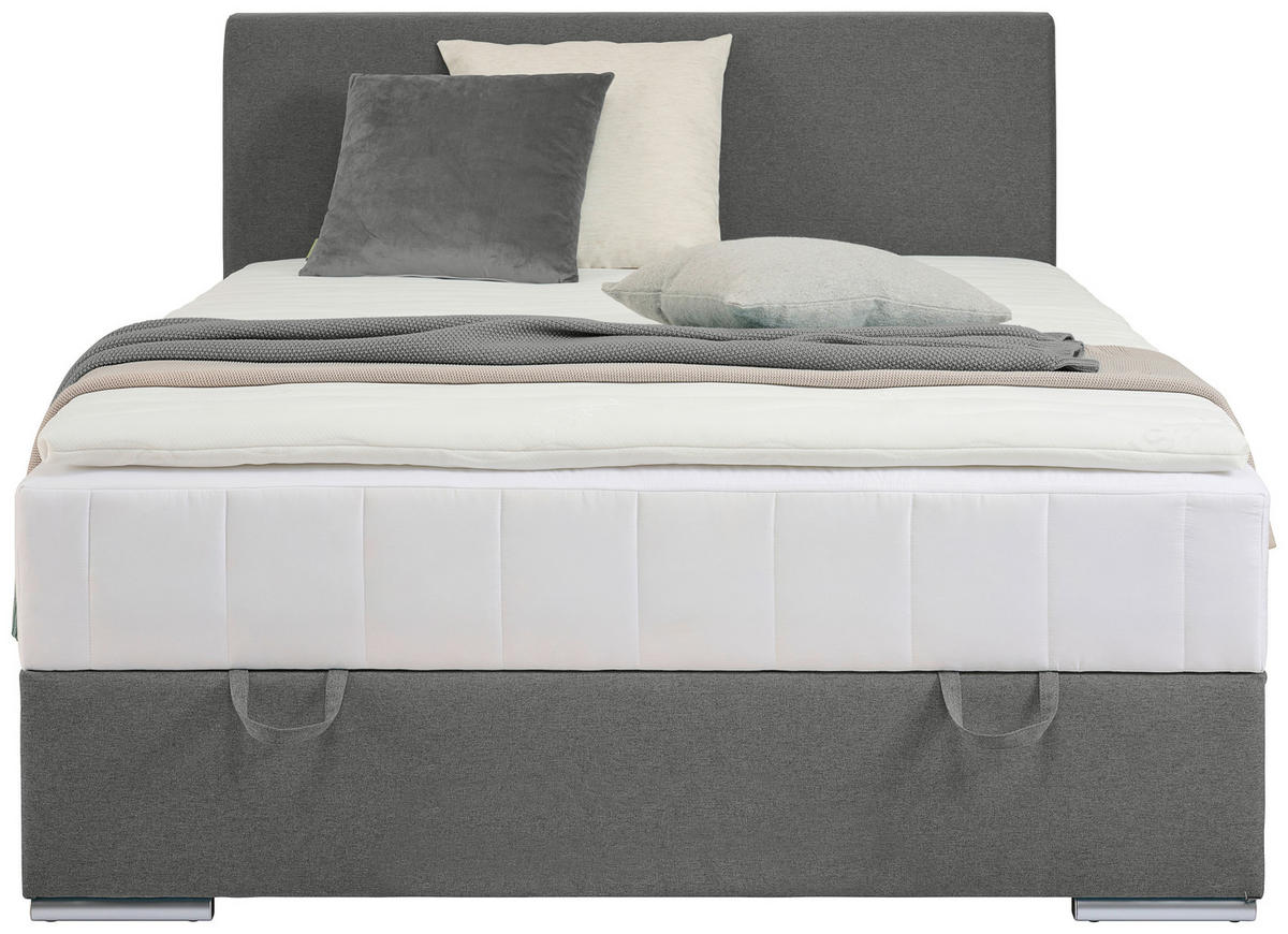 BOXBETT 140/200 cm  in Grau  - Chromfarben/Grau, KONVENTIONELL, Kunststoff/Textil (140/200cm) - Boxxx