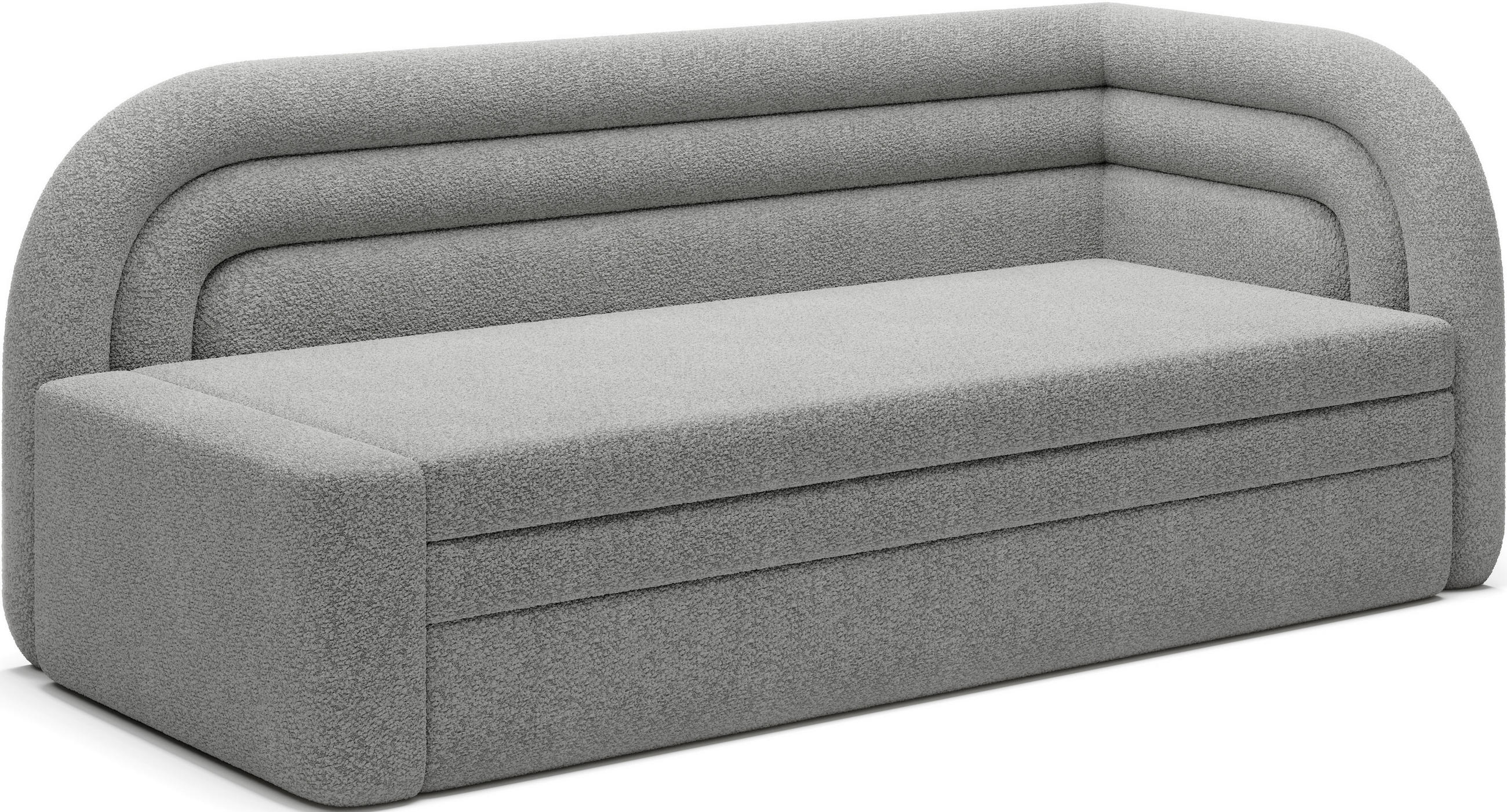 RÉCAMIERE Teddystoff Grau  - Schwarz/Grau, Design, Kunststoff/Textil (223/80/86cm) - MID.YOU