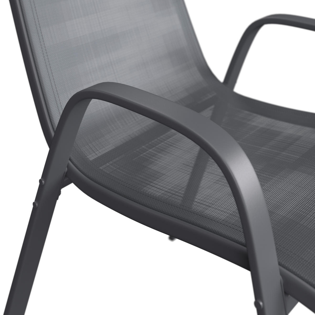 GARTENSESSEL-SET Metall, Textil Anthrazit  - Anthrazit, MODERN, Textil/Metall (54/90/72cm) - Ambia Garden