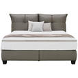 BOXSPRINGBETT  in Grau  - Schwarz/Grau, Design, Leder/Holzwerkstoff (180cm) - Esposa