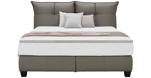 BOXSPRINGBETT  in Grau  - Schwarz/Grau, Design, Leder/Holzwerkstoff (180cm) - Esposa
