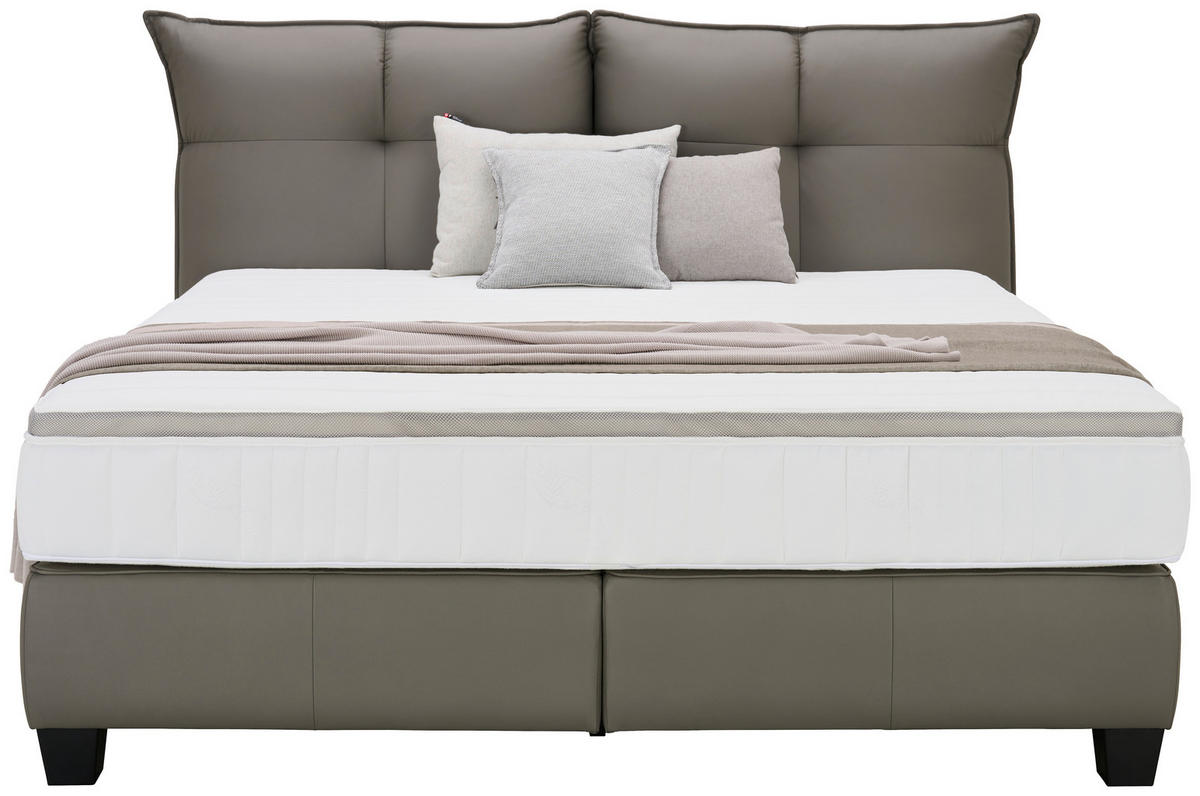 BOXSPRINGBETT  in Grau  - Schwarz/Grau, Design, Leder/Holzwerkstoff (180cm) - Esposa